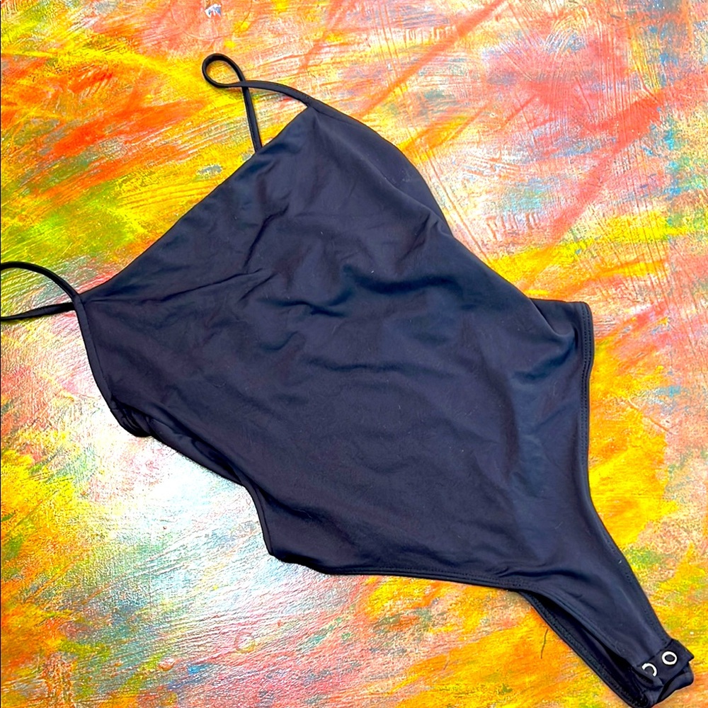 Bershka Black  Bodysuit Size XS Stretch Straps Sleeveless